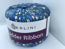 Berlini Ladder Ribbon Yarn 101 Ocean - Blue White 50gr 142yds