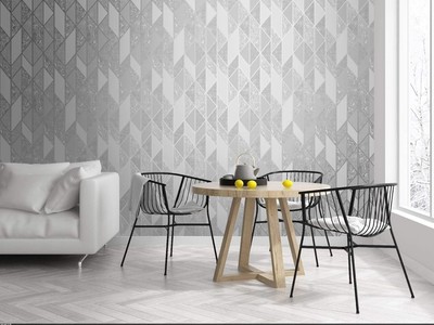 Superfresco Silver Milan geometrische Luxus strukturierte Vinyltapete 106405
