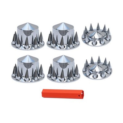 POINTED AXLE COVER COMBO KIT WITH 33MM SPIKE NUT COVERS & NUT COVER TOOL - CHROME