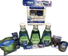 Crest Scope Mint Fluoride Mouthwash Bundle w/ Gum Detoxify, Brush Floss