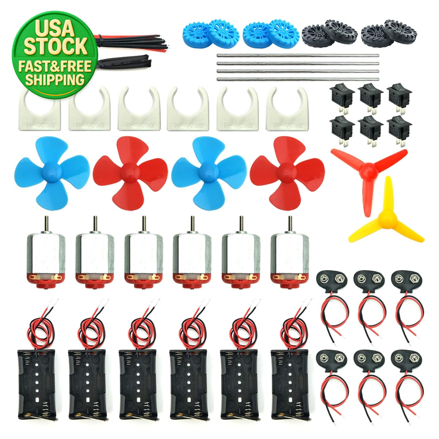 6 Set DC Motor Kit Mini Hobby Motor 3-12V 25000RPM Propeller Battery Holder DIY