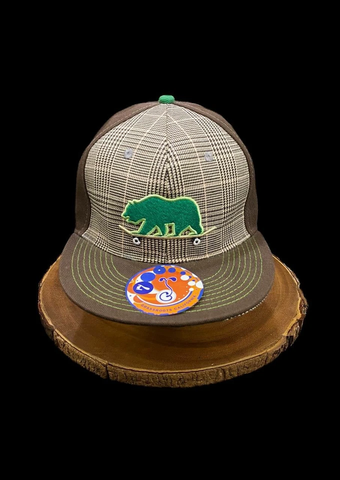 Gorra ajustada GrassRoots California Proper Thought talla 7 marrón y a cuadros nueva sin etiquetas Foto 2 de 4