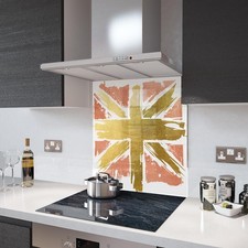Glass Splashbacks Copper N Gold Painted Union Jack Glass and Accessories