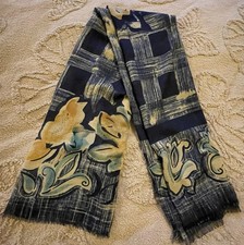 Tie Rack Scarf Blue Floral 47 Inch Square New Without Tags Made In Italy