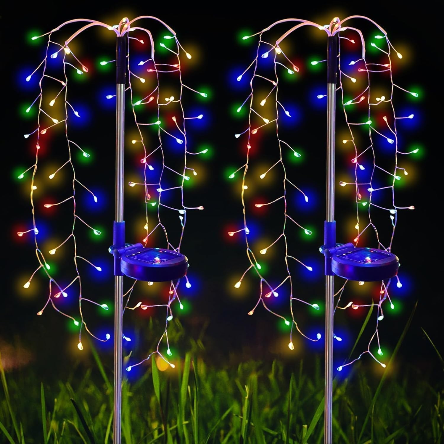 2/4Pcs Outdoor LED Solar Power Firework Garden Lights Starburst Tree ...