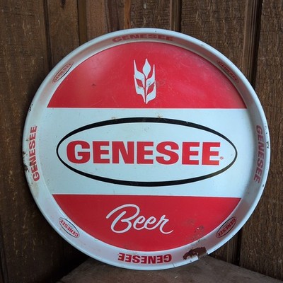 VINTAGE Genesee Cream Ale Red & Green version 12  metal tray midC ca1960s