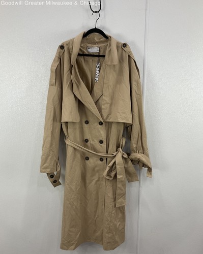 ASOS Edition Khaki Trench Coat With Tags Black Stain On Belt Women's Size 22