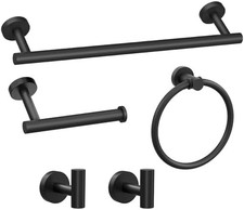 5 Piece Bathroom Hardware Set Matte Black Towel Bar  Holder