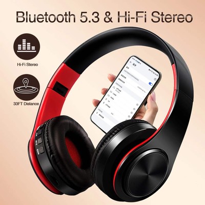 CATASSU Kopfhörer Bluetooth Headphones Over Ear Stereo Wireless Headset Soft Leat