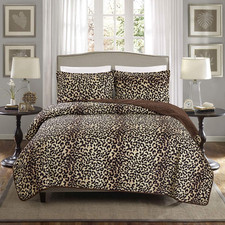 3-Piece Fine Animal Print Oversize 118" X 95" Quilt Set, Bedspread Coverlet Ca