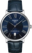TISSOT CARSON PREMIUM T122.407.16.043.00 Automatik Uhr Leder Blau