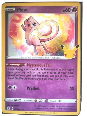 Mew HP60 2021 Pokemon *Celebrations* Collectible Holo Rare Card No