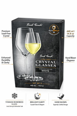 Final Touch Lead-Free Crystal White Wine Glasses Set of 2   440ml DuraShield