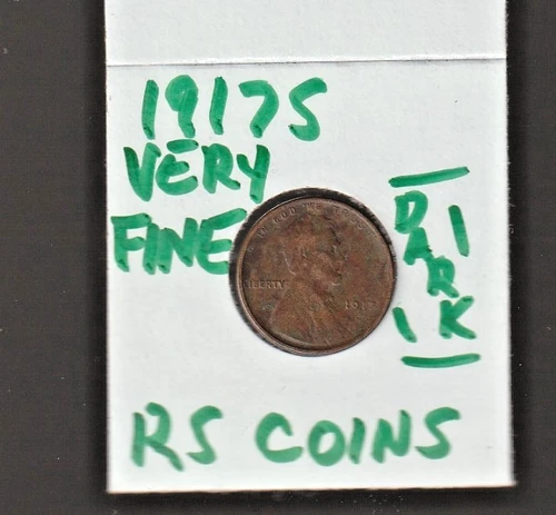 1917S   VERY FINE   LINCOLN CENT   VERY FINE  DARK /  RS COINS #19Q  FREE SHIP