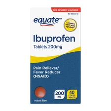 Equate Ibuprofen Pain Reliever and Fever Reducer Tablets, 200 mg, 40 Count