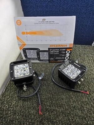Sylvania Pair of 3-inch Ultra Cube LED Pod 2360 Lumens Super Far Spot Light Beam