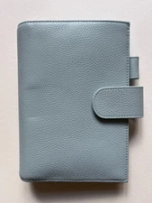 Moterm Personal Size Leather  Planner Binder 25mm rings Lt Blue Pebble Bag & Box