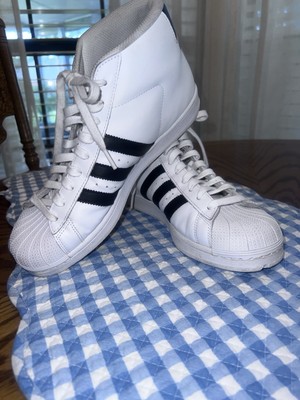 Adidas Pro Mod White & Black Stripe Sneakers Size 8 Men High Top-see Description