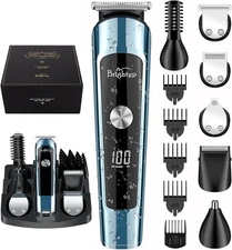 Brightup Beard Trimmer for Men, IPX7 Waterproof Mens Grooming Kit with Cordle...