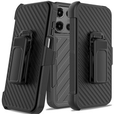 For Moto G Stylus 2025 5G Case Heavy-Duty Holster Combo Lined  Tempered Glass