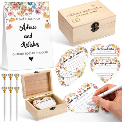 Chunful 58 Pcs Advice and Wishes for the Mr and Mrs, Flower Wedding Advice Cards