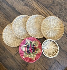 Vintage Woven Basket Lot Of 6 Pieces Colorful Basket And Woven Design