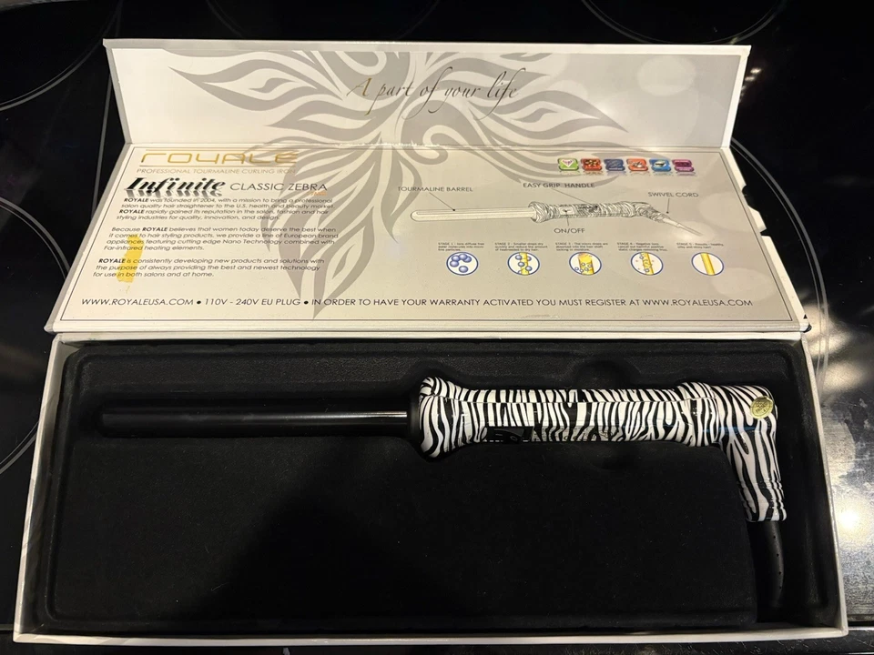 🔥ROYALE RIZADOR TURMALINA PROFESIONAL INFINITE CLASSIC CEBRA 19MM NIOB Foto 3 de 4