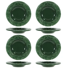 VTG Vietri CHRISTMAS WREATH 8oz Soup Bowl Set 4 Green Embossed Italy 7908/24