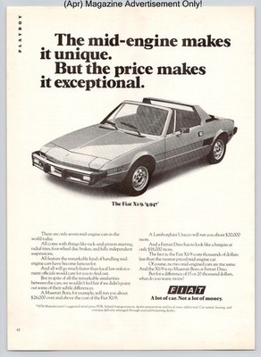 Fiat X19 Mid Engine Sports Coupe Italian Design Vintage 1976 Advertisement