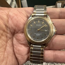 Working ELGIN Glowatch 38mm Mens Vintage Watch FEL02-007 two tone light Fit 7.5