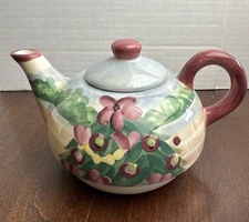 Ceramic Hand painted Christmas Teapot Michal Sparks Tea for One 6 X 3.25 Inch