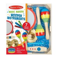 Melissa  Doug Music Makers 7 Pc Wooden Instrument Set maracas cymbals castanet