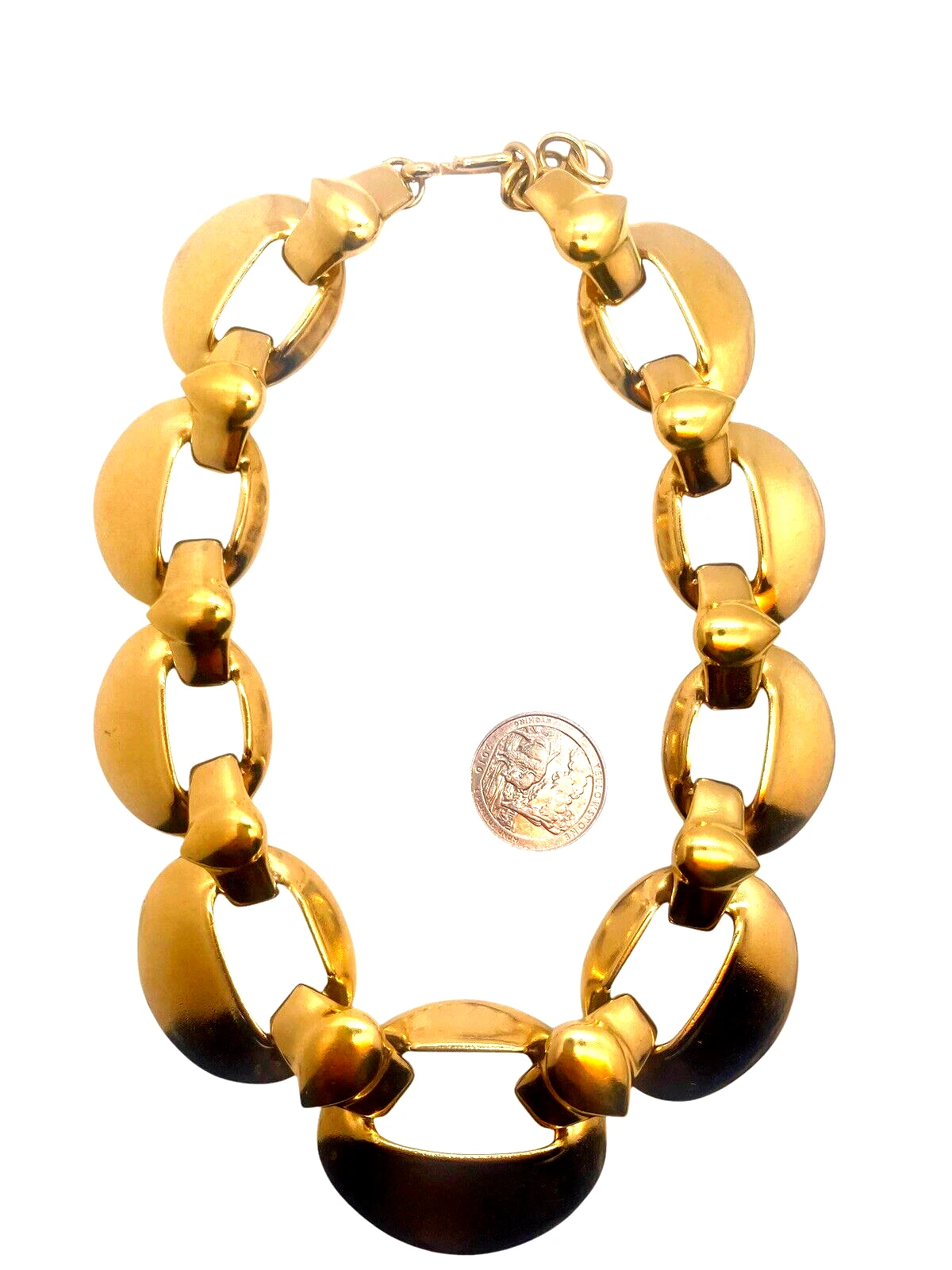 SAINT LAURENT (YSL) Collana a maglie YSL Yves Saint Laurent passerella grossa ovale tono oro