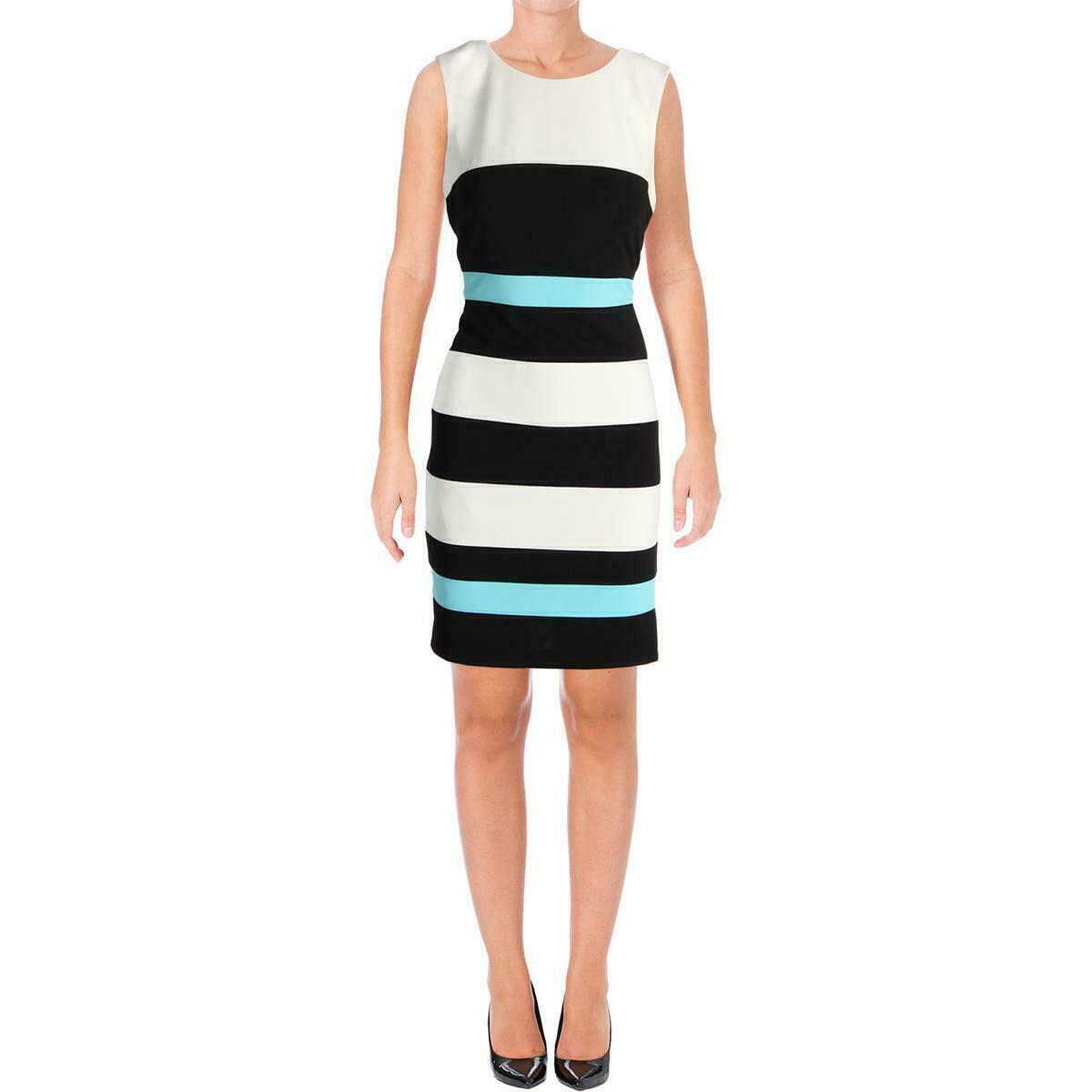 princess polly baby blue dress Tommy Hilfiger Womens Ivory Colorblock Sleeveless Wear to Work Dress Size  12 +Q5