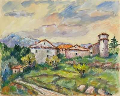 Mas De Provence Gouache Circa 1960 Anonymous France