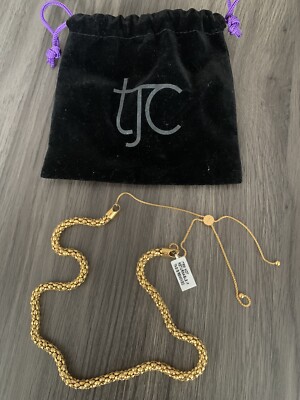 New TJC Gold Tone Stainless Steel Popcorn Slider Necklace Chain 18 - 28 Inches