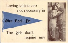 Postcard PA Pennant - Loving tablets are not necessary in Glen Rock, PA