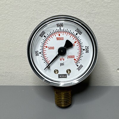 Wika Pressure Gauge, 2'' 1/4'' NPT /LM 3000 PSI/ KPA DRY PRESSURE GAUGE