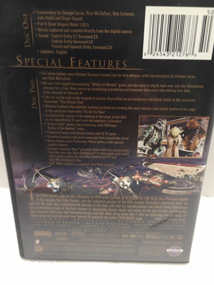 Star Wars Episode III: Revenge of the Sith (DVD, 2005, 2-Disc Set, Full Screen) - Image 2 of 4