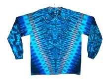 Tie Dye Shirt | Blue Moon Blotter V | Long Sleeve Handmade T-Shirt | Small-6X