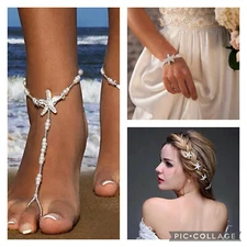 Women's Fashion Jewelry Wedding Starfish Bracelet Anklet Barrette Boho TK8-4
