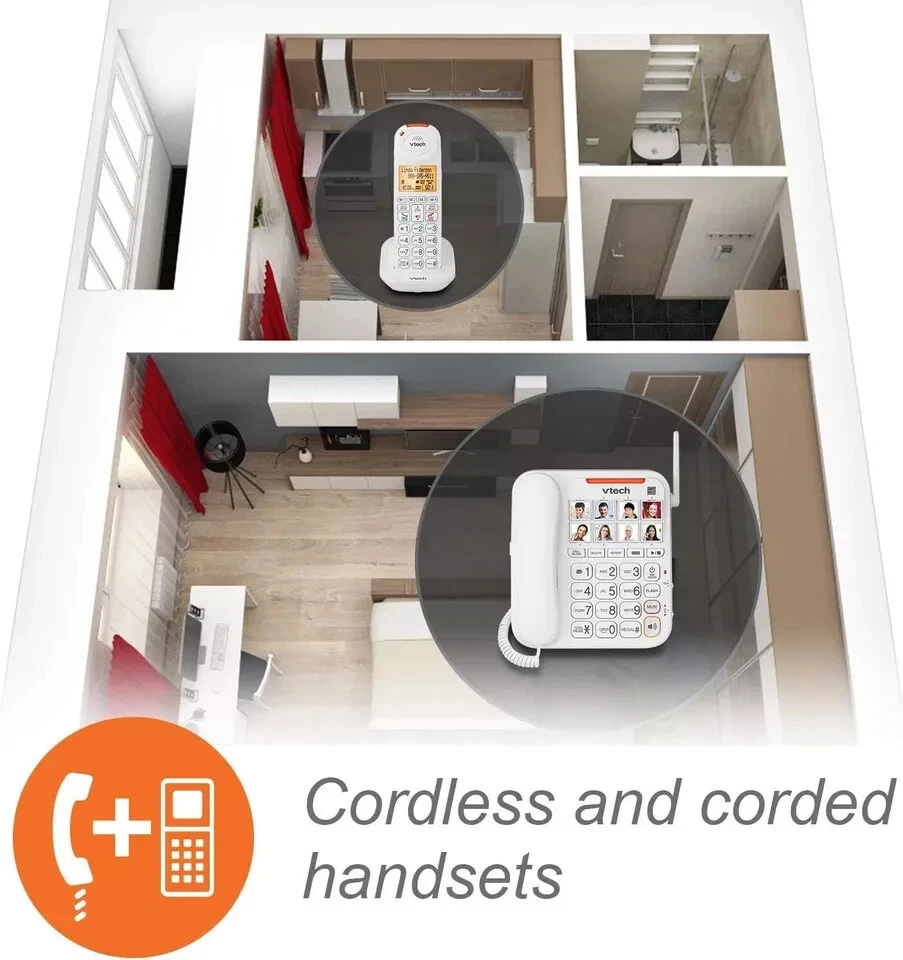 Sistema de respuesta amplificado con cable/inalámbrico VTech SN5147 Big Buttons & Display™ Foto 2 de 4