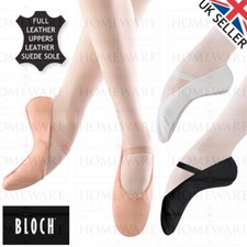 PINK BALLET SHOES BLOCH ARISE LEATHER DANCE SHOES FULL SUEDE SOLE ELASTICS GIRLS