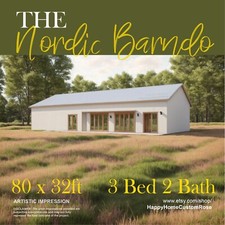 Nordic Barndominium modernes Haus offenes Design 80 x 32 - 3 Bett 2 Bad Zeichnung
