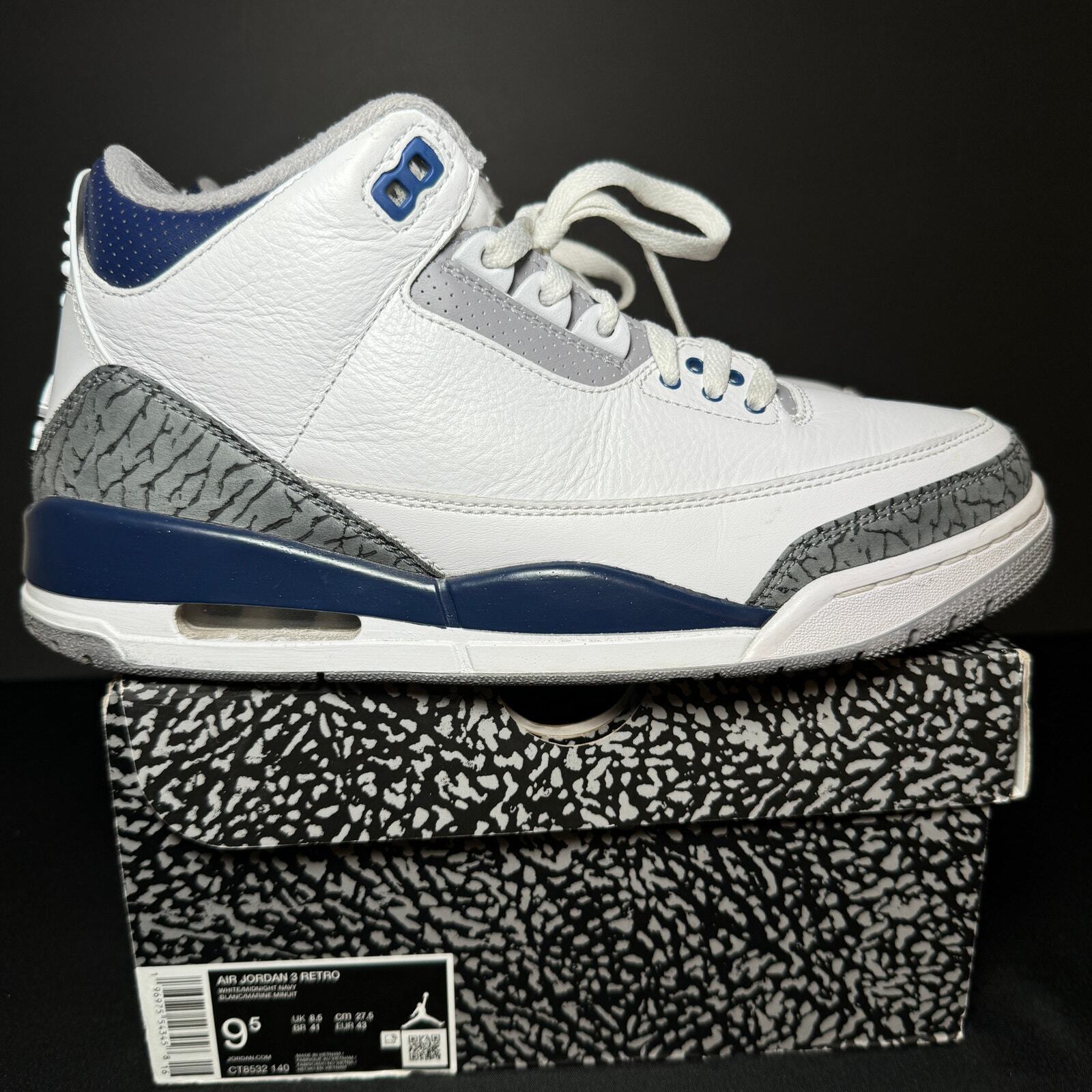 Size 9.5 - Nike Air Jordan 3 Retro Midnight Navy Men's Shoes - Ships Now