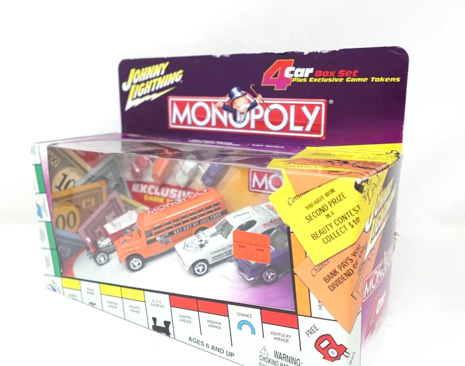 Johnny Lightning Monopoly 4 Car Set 1:64 Scale Unopened 245-04 Advance To Go 1 - Image 2 of 4