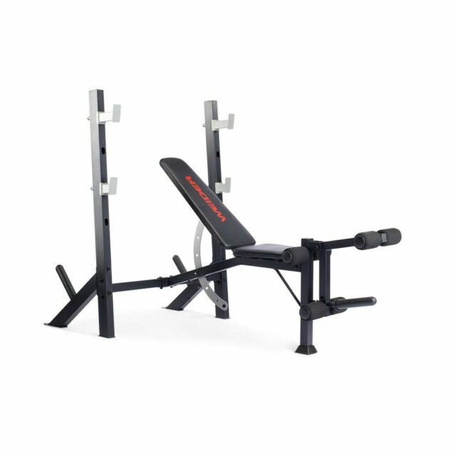 Weider Legacy Olympic Workout Bench and Rack With Integrated Leg