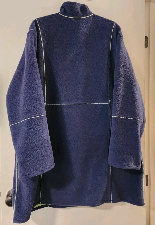 Susan Graver Women's 2XL Reversible Fleece Button Up Coat Blue & Lime Green  - Image 3 of 4
