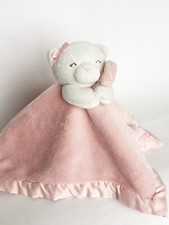 Carters White/Pink Kitty Cat Security Blanket Plush Satin Trim Lovey Toy 67676