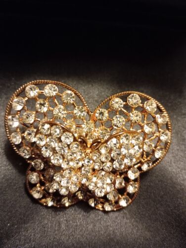 Bague papillon strass doré avec un design 3D papillons réglable vintage  - Photo 1/13